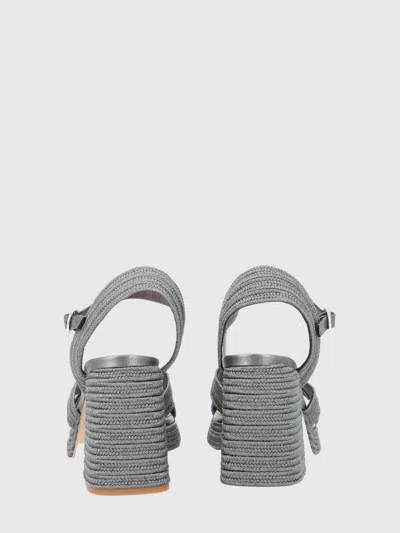 Castaã±er Silver Textured Valley Sandals In Silver