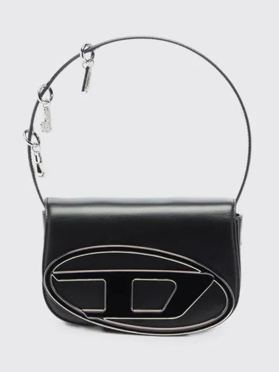 Diesel Structured Black Shoulder Bag With Removable Charms In Black