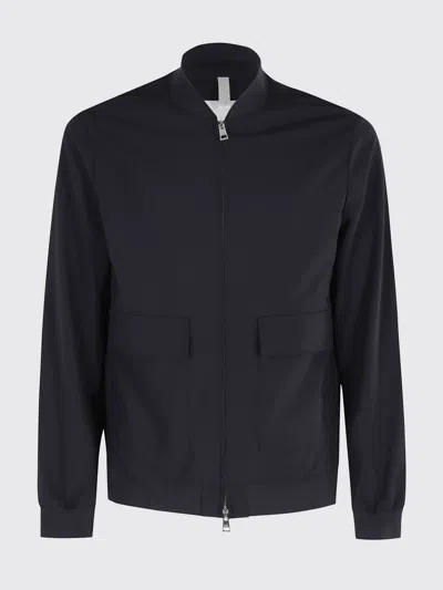 Duno Wool-blend Bomber Jacket With Bomber Collar And Patch Pockets In Blue