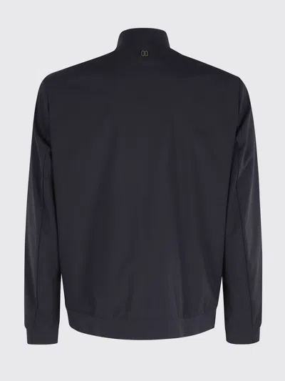 Duno Wool-blend Bomber Jacket With Bomber Collar And Patch Pockets In Blue