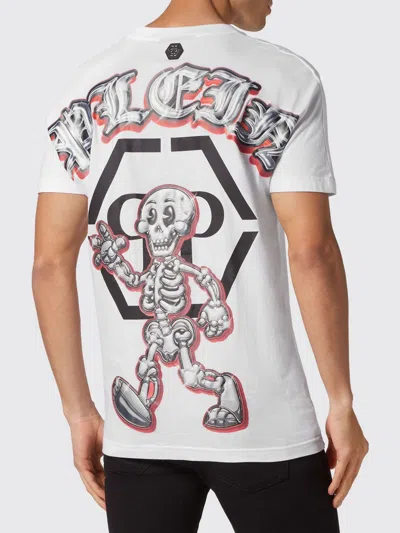 Philipp Plein T-shirt Round Neck Ss Skully Gang Men In White