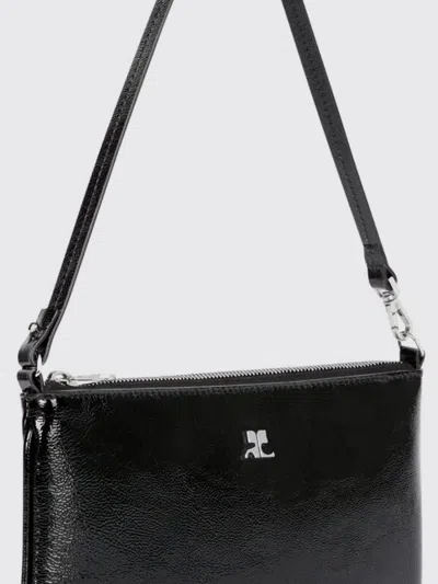 Courrèges Rectangular Naplack Pouch Adjustable Strap In Black