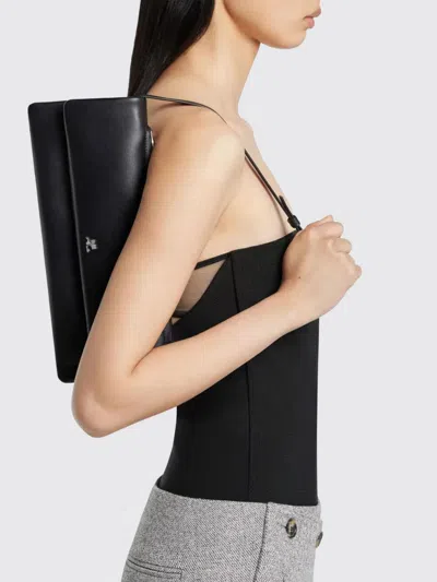 Courrèges Rectangular Leather Shoulder Bag With Adjustable Strap In Black