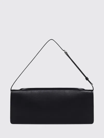 Courrèges Rectangular Leather Shoulder Bag With Adjustable Strap In Black