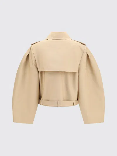 Ganni Beige Solid Shirt Collar Jacket In Nude