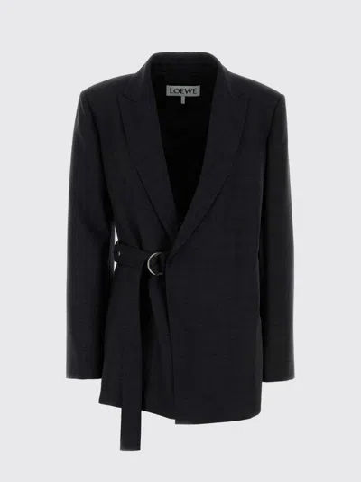 Loewe Embroidered Checked Wool Blazer In Animal Print