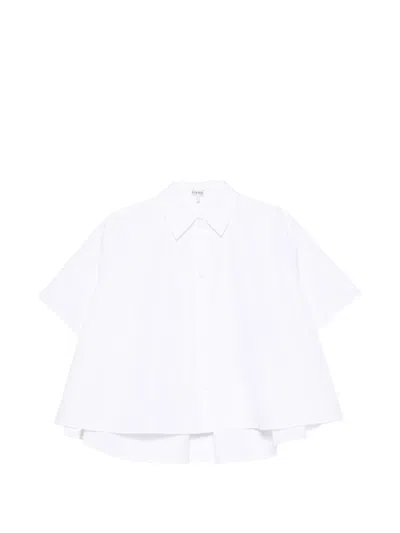 Loewe Logo-embroidered Cotton-poplin Shirt In White
