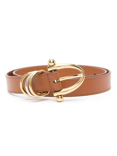 Chloé Brown Solid Buckle Belt In Brown
