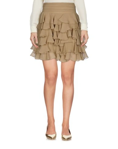 Balmain Mini Skirt In Khaki