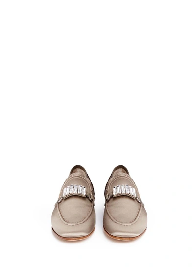 Shop Giuseppe Zanotti 'clover' Glass Crystal Satin Loafers