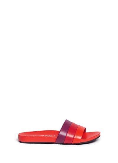 Opening Ceremony 'kaatya' Stripe Leather Slide Sandals In Cantaloupe Multi