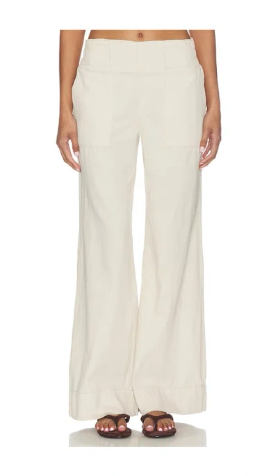 Free People Breezy Low Rise Flared Pull-on Pants In White