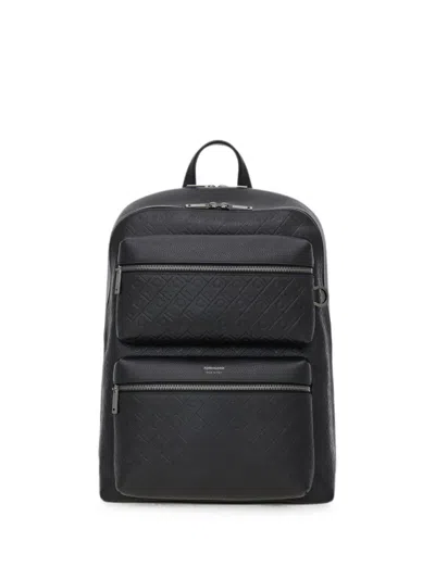 Ferragamo Monogram Backpack In Black