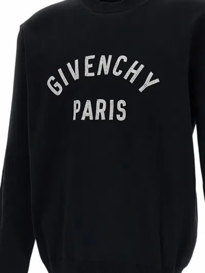 Givenchy Beaded Logo-print Sweater In Black