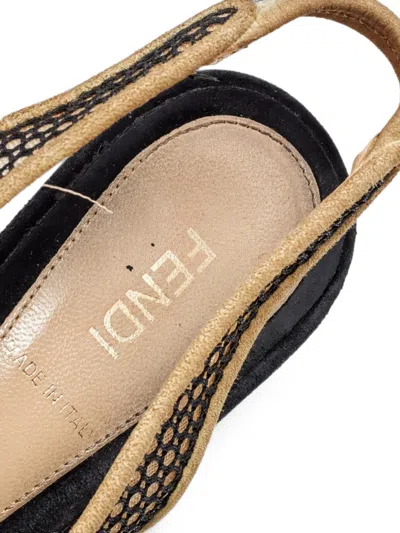 Pre-owned Fendi Mesh Slingback Sandals In Neutral