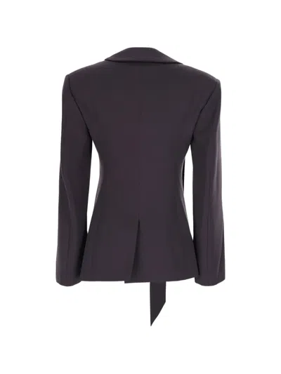 Attico Wool Blazer Structured Tailoring Open Front In Brown
