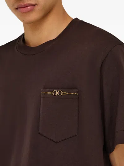Ferragamo Jersey T-shirt In Brown