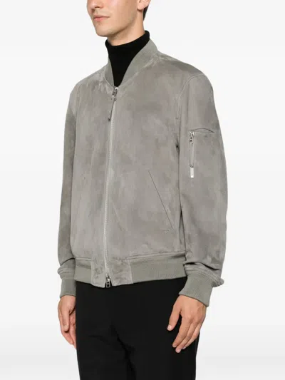 Tom Ford Zip-pocket Bomber Jacket In Gray