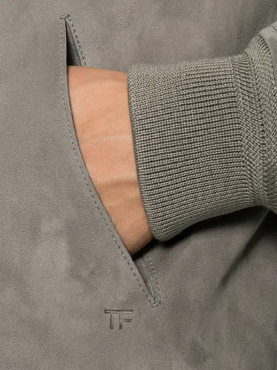 Tom Ford Zip-pocket Bomber Jacket In Gray