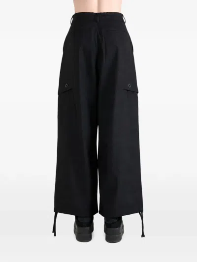 Y-3 Button-embellished Drawstring-hem Trousers In Black