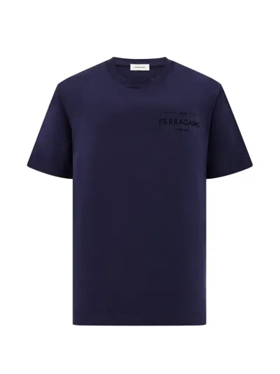 Ferragamo T-shirts With Logo In Blue
