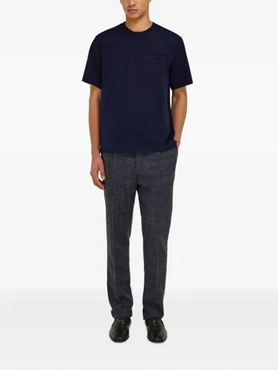 Ferragamo T-shirts With Logo In Blue
