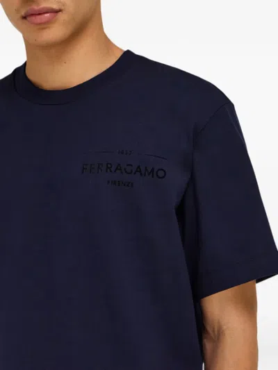 Ferragamo T-shirts With Logo In Blue