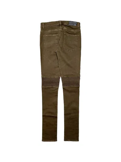 Amiri Mx2 Leather-patchwork Jeans In Green