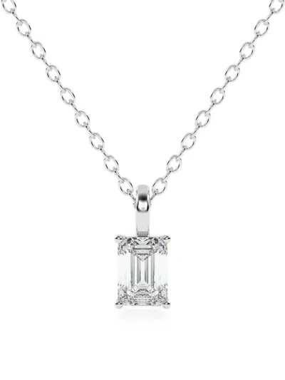 Diamond Essentials Emerald-cut Diamond Necklace In Silver