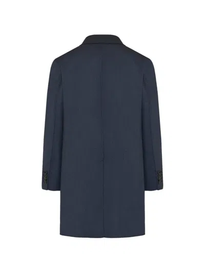 Brioni Concealed-front Coat In Blue