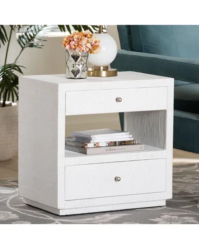 Baxton Studio Kai Grasscloth End Table In Gray