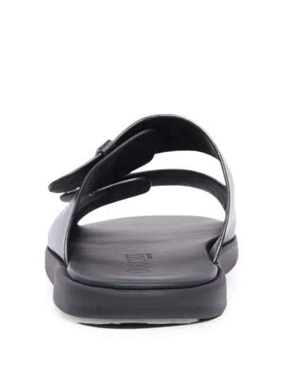 Doucal's Touch-strap Leather Sandals In Black