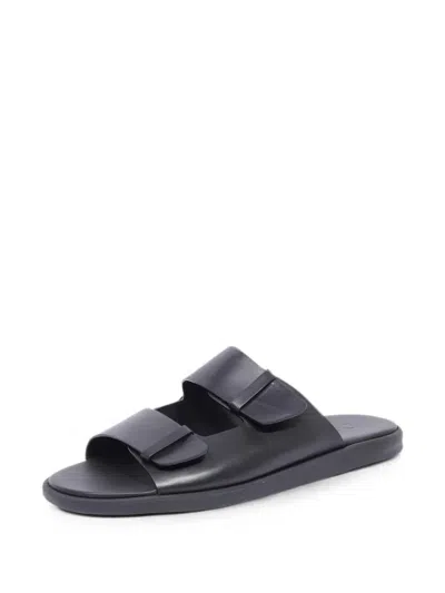 Doucal's Touch-strap Leather Sandals In Black