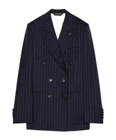 Givenchy Double Breasted Jacket Pinstripe Front Pockets In Blue