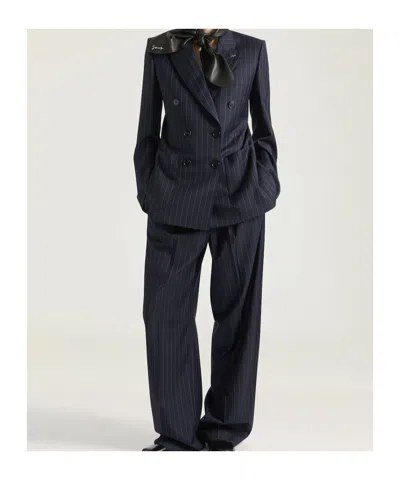 Givenchy Double Breasted Jacket Pinstripe Front Pockets In Blue