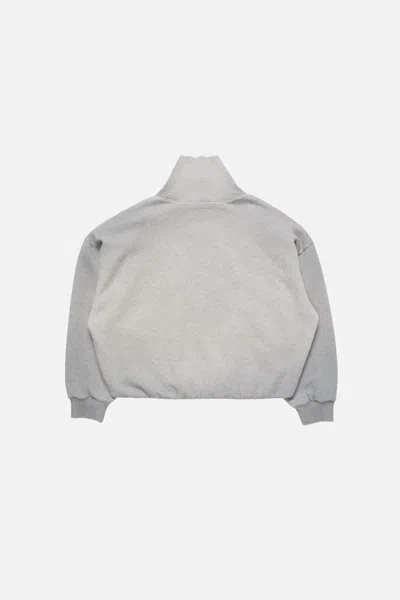 Acne Studios Brushed Cotton Fleece Funnel Neck Logo Sweatshirt With Balloon Hem In Gray