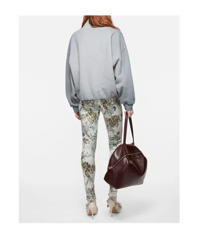 Acne Studios Brushed Cotton Fleece Funnel Neck Logo Sweatshirt With Balloon Hem In Gray