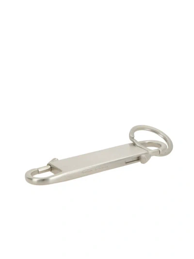 Rick Owens Rectangular Carabiner Keyring In Metallic