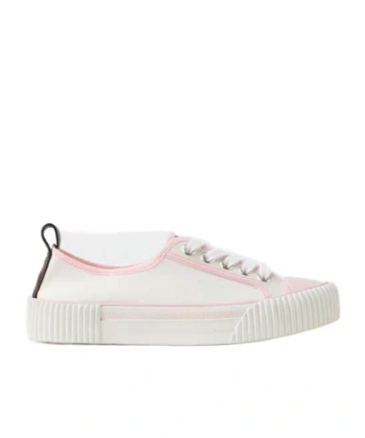 Versace Lace Sneakers Contrast Trim Pull Tab Sole In Pink