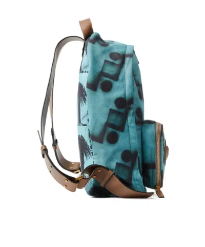 Versace Lou Printed-canvas Backpack In Blue