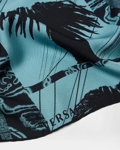 Versace Lou Printed-canvas Backpack In Blue