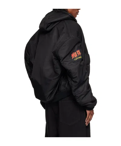 Lu'u Dan Distorted Ma1 Hooded Bomber Casual Jacket In Black