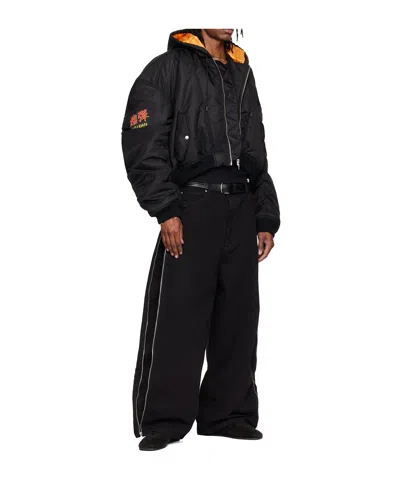 Lu'u Dan Distorted Ma1 Hooded Bomber Casual Jacket In Black