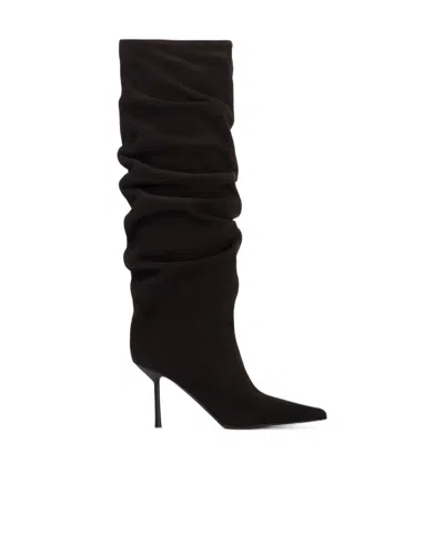 Le Silla Mid-calf Slouchy Boots With Pointed Toe And Stiletto Heel In Black