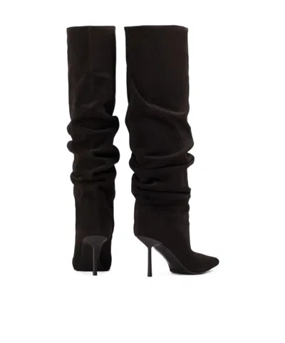 Le Silla Mid-calf Slouchy Boots With Pointed Toe And Stiletto Heel In Black
