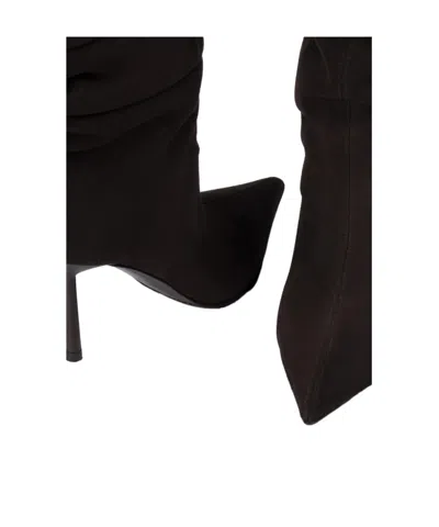 Le Silla Mid-calf Slouchy Boots With Pointed Toe And Stiletto Heel In Black