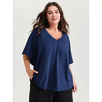 Bloomchic Supersoft Bust-friendly Flowy Plain Top In Blue