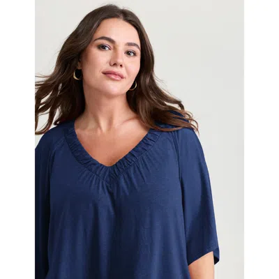 Bloomchic Supersoft Bust-friendly Flowy Plain Top In Blue