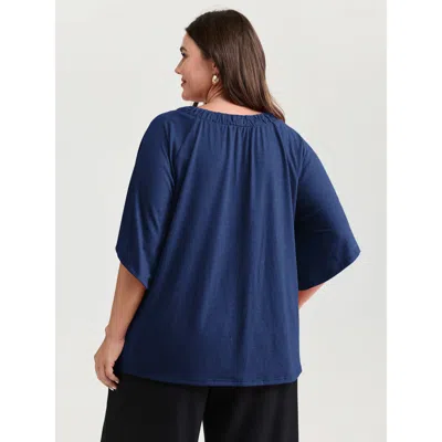 Bloomchic Supersoft Bust-friendly Flowy Plain Top In Blue