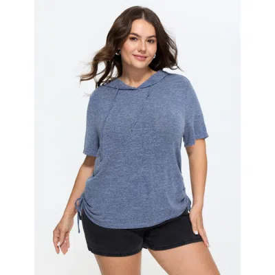 Bloomchic Stretchy Hooded Drawstring Adjustable T-shirt In Gray
